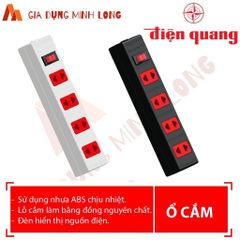 Ổ Cắm Điện Quang 3/4/6 Lỗ ECO ĐQ ESK 32-42-62 - Dây Liền 2/5 Mét, Chịu Tải 2000W, Nhựa ABS Chịu Nhiệt, Đèn Hiển Thị Nguồn