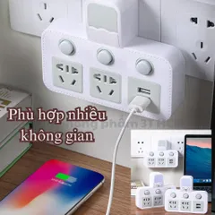 Ổ Cắm Chia Điện Đa Năng Thông Minh 2500W Có Đèn Ngủ & Công Tắc Riêng Từng Ổ - Ổ Điện USB Sạc 2-3-4 Chân Dùng Tại Nhà