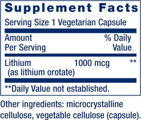 Viên Uống Lithium Orotate Life Extension 100 Viên - Hỗ Trợ Tăng Cường Sức Khỏe Thần Kinh và Tâm Trạng, Xuất Xứ Mỹ