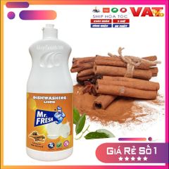 Nước Rửa Bát Hữu Cơ MR.FRESH Tinh Dầu Quế 820ML - Khử Mùi, Diệt Khuẩn, Giữ Ẩm Tay, Chiết Xuất Tự Nhiên 99%