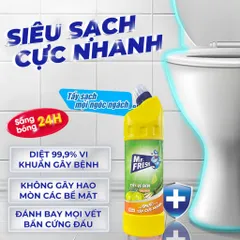 Chai tẩy vệ sinh Toilet đậm đặc Mr.Fresh 900ml - Hương chanh sả, diệt trùng 99.9%, an toàn cho bề mặt, khử mùi hôi hiệu quả
