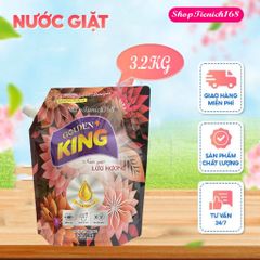 Nước Giặt Xả Lưu Hương Golden King 3,2Kg - Hương Sảng Khoái Thơm Mát, Bảo Vệ Màu Vải, Đầu Tiên Trong Giặt Giũ 2 TRONG 1