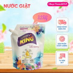 Nước Giặt Xả Lưu Hương Golden King 3,2Kg - Hương Sảng Khoái Thơm Mát, Bảo Vệ Màu Vải, Đầu Tiên Trong Giặt Giũ 2 TRONG 1
