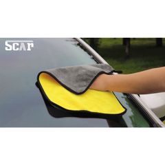 Khăn Lau Ô Tô 2 Lớp Chuyên Dụng Scar - Siêu Thấm Hút, Không Gây Xước, Màu Vàng Xám, Kích Thước 30x30cm, Tiện Lợi Dùng Mọi Nơi