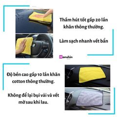 Khăn Lau Ô Tô 2 Lớp Chuyên Dụng Scar - Siêu Thấm Hút, Không Gây Xước, Màu Vàng Xám, Kích Thước 30x30cm, Tiện Lợi Dùng Mọi Nơi