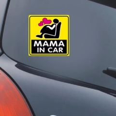 Miếng Dán Phản Quang Ô Tô Mama In Car Bà Bầu - Decal Chống Nước, Phản Quang An Toàn, Hình Em Bé Ngộ Nghĩnh 11x11cm