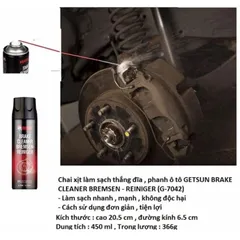 Chai Xịt Làm Sạch Phanh Ô Tô GETSUN Brake Cleaner 450ml - Sạch Mọi Chất Bẩn, Dễ Dàng Sử Dụng, Bảo Vệ An Toàn