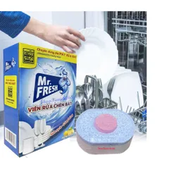 Viên rửa chén bát Mr.Fresh Hương chanh - Hộp 98 viên diệt khuẩn, làm sạch và đánh bóng cho máy rửa chén hiệu quả