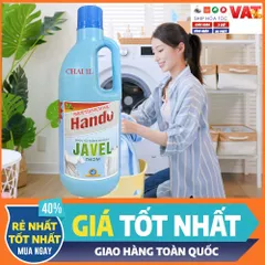 Nước Tẩy Trắng Quần Áo Javel Hando 1000ml - Chất Tẩy Stain Diệt Khuẩn Siêu Hiệu Quả, Lấy Lại Sự Trắng Sáng Cho Quần Áo.