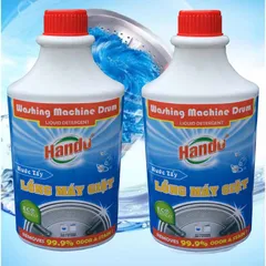 Bộ 2 chai tẩy vệ sinh lồng máy giặt Hando - Sản phẩm chuyên dụng cho lồng đứng và ngang, loại bỏ nấm mốc 99.9% và mang lại hương thơm dễ chịu