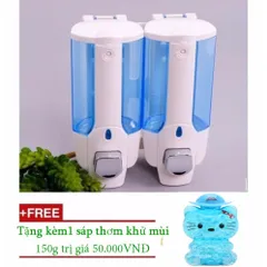 Hộp Đựng Nước Rửa Tay Dầu Gội Treo Tường Cao Cấp - Nhấn Hai Bình Thông Minh Kèm Sáp Khử Mùi 150g Hương Chaning