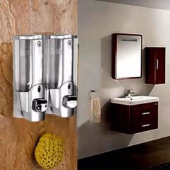 Hộp Xà Phòng Nhấn 2 Bình Gắn Tường Cao Cấp Bạc - Đồ Dùng Nhà Bếp Thông Minh, Tiện Lợi, Chất Liệu Nhựa Cao Cấp