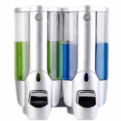Hộp Xà Phòng Nhấn 2 Bình Gắn Tường Cao Cấp Bạc - Đồ Dùng Nhà Bếp Thông Minh, Tiện Lợi, Chất Liệu Nhựa Cao Cấp