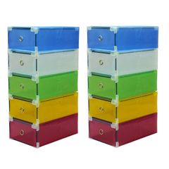 Bộ 10 Hộp Đựng Giày Trong Suốt Viền Kim Loại - Tiện Lợi, Gọn Nhẹ, Bảo Quản Giày Sạch Sẽ, Combo Màu Ngẫu Nhiên