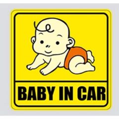Miếng Dán Phản Quang Xe Ô Tô Baby In Car Vàng - Decal Nhắc Nhở An Toàn Có Em Bé Ngộ Nghĩnh