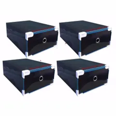 Bộ 4 Hộp Đựng Giày Có Ngăn Kéo Viền Kim Loại Đen TI750 - Bảo Quản Giày Thông Minh, Ngăn Nắp và Tiện Ích