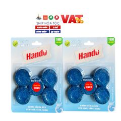 Viên tẩy làm thơm bồn cầu Hando thế hệ mới - 1600 lần sử dụng, khử mùi hiệu quả, tự động tẩy rửa, màu xanh mát, 4 viên/hộp