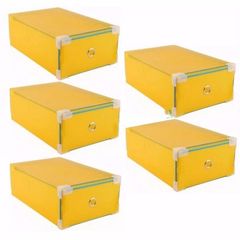 Bộ 5 Hộp Đựng Giày Trong Suốt Có Ngăn Kéo Viền Kim Loại - Bảo Quản Giày Dép Ngăn Nắp, Chống Ẩm Mốc và Bụi Bẩn, Tiện Ích Nhà Bếp