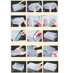 Bộ 5 Hộp Đựng Giày Trong Suốt Có Ngăn Kéo Viền Kim Loại - Bảo Quản Giày Dép Ngăn Nắp, Chống Ẩm Mốc và Bụi Bẩn, Tiện Ích Nhà Bếp