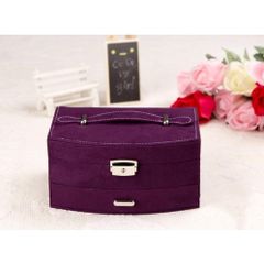 Hộp Đựng Trang Sức Nhung Lớn TI757 - Ngăn Chứa Rộng Rãi Đặt Nhẫn, Vòng Tay, Hoa Tai, Gương Mini Thời Trang Màu Tím