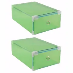 Bộ 5 Hộp Đựng Giày Ngăn Kéo Viền Kim Loại - Thiết Kế Hiện Đại, Nhựa Trong Suốt, Sắp Xếp Giày Gọn Gàng, Tiện Lợi