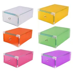 Bộ 5 Hộp Đựng Giày Ngăn Kéo Viền Kim Loại - Thiết Kế Hiện Đại, Nhựa Trong Suốt, Sắp Xếp Giày Gọn Gàng, Tiện Lợi