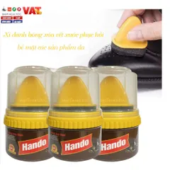 Xi Kem Dưỡng Bóng Đồ Da Hando 60G - Chống Thấm, Phục Hồi Da Giày, Túi Xách, Áo Da, Sofa - Màu Nâu, Không Màu, Tiện Lợi