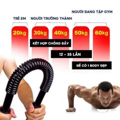 Gậy Bẻ Tập Thể Hình Cao Cấp - Lò Xo Đa Năng, Lực Bẻ 20kg-60kg, Dụng Cụ Tập Cơ Tay, Ngực, Vai - Giảm Mỡ, Tăng Cơ
