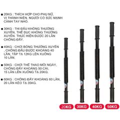 Gậy Bẻ Tập Thể Hình Cao Cấp - Lò Xo Đa Năng, Lực Bẻ 20kg-60kg, Dụng Cụ Tập Cơ Tay, Ngực, Vai - Giảm Mỡ, Tăng Cơ