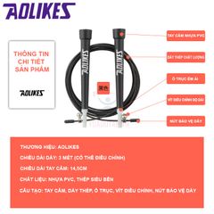 Dây Nhảy Lõi Thép Thể Dục Aolikes A3201 - Giảm Cân, Tập Gym, Boxing, Nhảy Dây Chống Nước, Cao Cấp, 150g, Nhiều Màu Sắc