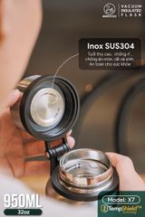 Bình Giữ Nhiệt 2GOOD Wide Mouth X7 950ml - Thép Không Gỉ Cao Cấp, Giữ Nóng Lạnh Tối Ưu, Thiết Kế Sang Trọng, Dễ Vệ Sinh