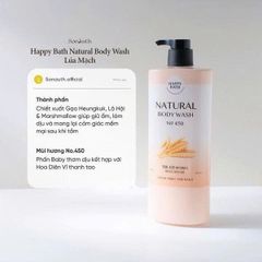 Sữa Tắm Happy Bath Natural Moisture Body Wash 900ml - Chiết Xuất Gạo, Dưỡng Ẩm Da Mềm Mại, Thư Giãn, Chăm Sóc Cơ Thể Từ Hàn Quốc