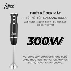 Máy Xay Sinh Tố Cầm Tay 300W Thân Đen ALIZZ AL-8009 - Hiệu Suất Cao, Lưỡi Dao Thép Không Gỉ, Tiện Lợi Cho Mọi Gia Đình