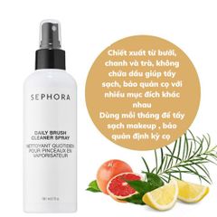 Xịt Rửa Cọ Trang Điểm Sephora Daily Brush Cleaner Spray 199ml - Làm Sạch Nhanh Chóng, Dưỡng Lông Cọ Mềm Mịn, Tiện Lợi Sử Dụng Ngay