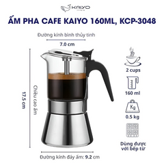 Ấm Pha Cà Phê Kaiyo Moka Pot - Pha Espresso Chuẩn Ý Tại Nhà - Dụng Cụ Pha Chế Cà Phê Tuyệt Hảo, Tiện Lợi, Nhỏ Gọn