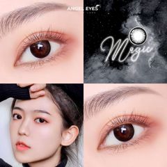 Lens giãn tròng màu đen tự nhiên Angel Eyes Magic Black 0-6, đường kính 14.5mm, mắt to tròn tự nhiên, quà tặng tiện ích kèm theo