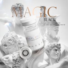 Lens giãn tròng màu đen tự nhiên Angel Eyes Magic Black 0-6, đường kính 14.5mm, mắt to tròn tự nhiên, quà tặng tiện ích kèm theo