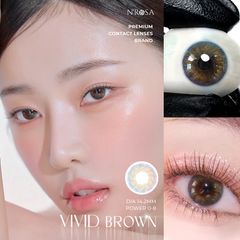 Kính áp tròng cận N’Rosa Vivid Brown 0-8 độ - Lens nâu tự nhiên cao cấp, an toàn cho mắt, giúp thẩm mỹ và thu hút.