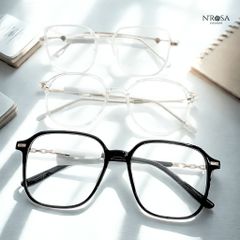 Gọng Kính Cận N’ROSA Kim Loại Phối Nhựa - Form Đa Giác/Ngũ Giác Thời Trang, Thiết Kế Cá Tính, Phù Hợp Với Mọi Trang Phục
