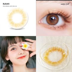 Kính áp tròng nâu mật ong Angel Eyes Nami 0-8 độ - Màu nâu tây tự nhiên đường kính 12.8mm, lý tưởng cho mắt nhỏ