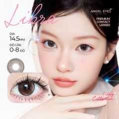 Kính áp tròng 1 ngày LIBRA Nâu Giãn Tròng Có Viền Angel Eyes - Độ Cận 0-8 - Dia 14.5mm, Chất Liệu Bảo Vệ Mắt, Tiện Lợi Dùng 1 Lần