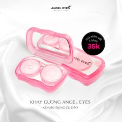 Khay Đựng Lens Có Gương Angel Eyes Kèm Dụng Cụ Đeo Lens - Bảo Vệ và Tiện Lợi Cho Kính Áp Tròng