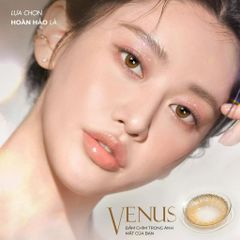 Kính áp tròng Venus Brown 0-6 độ cận - Silicone Hydrogel, thiết kế thời trang, thoáng khí, đường kính 14.0mm, tặng khay gương khi mua 2 chiếc