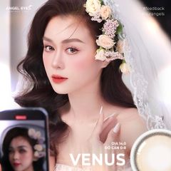 Kính áp tròng Venus Brown 0-6 độ cận - Silicone Hydrogel, thiết kế thời trang, thoáng khí, đường kính 14.0mm, tặng khay gương khi mua 2 chiếc