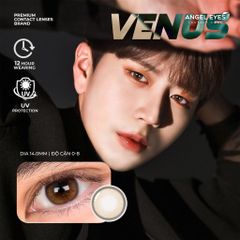 Kính áp tròng Venus Brown 0-6 độ cận - Silicone Hydrogel, thiết kế thời trang, thoáng khí, đường kính 14.0mm, tặng khay gương khi mua 2 chiếc