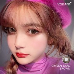 Kính giãn tròng Crystal Dark Brown thương hiệu Angel Eyes đường kính 14.5 - Không độ