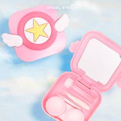 Khay đựng kính áp tròng Angel Eyes cao cấp - Bộ dụng cụ an toàn, bảo vệ lens khỏi bụi bẩn, kèm nhíp gắp và cây đeo tiện lợi