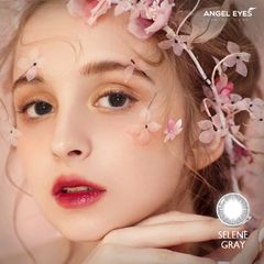 [RẤT ĐẸP] Lens xám tự nhiên Selene Gray - Kính áp tròng màu xám hiệu Angel Eyes - Đường kính 14.5 - Không có độ