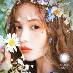 [RẤT ĐẸP] Lens xám tự nhiên Selene Gray - Kính áp tròng màu xám hiệu Angel Eyes - Đường kính 14.5 - Không có độ
