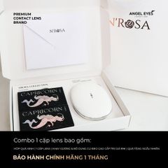 Kính giãn tròng xám 0-8 độ Capricorn N'Rosa - Lens cao cấp Angel Eyes, thiết kế sang trọng, chống khô rát, an toàn cho mắt.